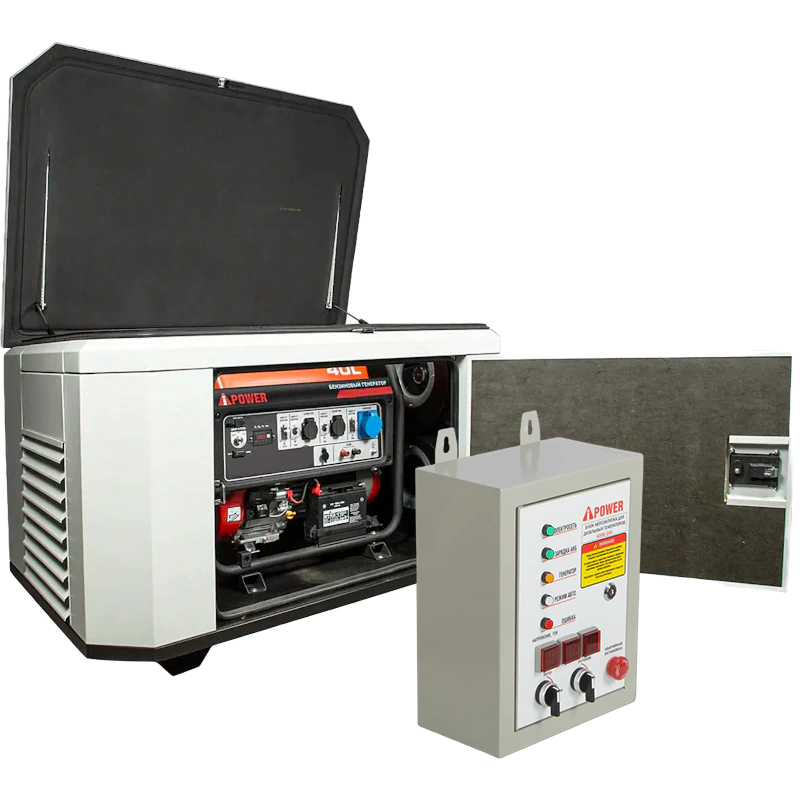 A-iPower A8000EAX бензиновый генератор в кожухе 1400SS RAL 7035 с блоком АВР 400В/25А (8 pin) New УТ-11182378/29109