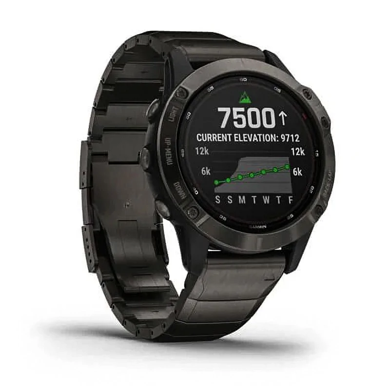 Спортивные наручные часы Garmin Fenix 6 Pro Solar титановый DLC карбон с DLC титановым ремешком 010-02410-23