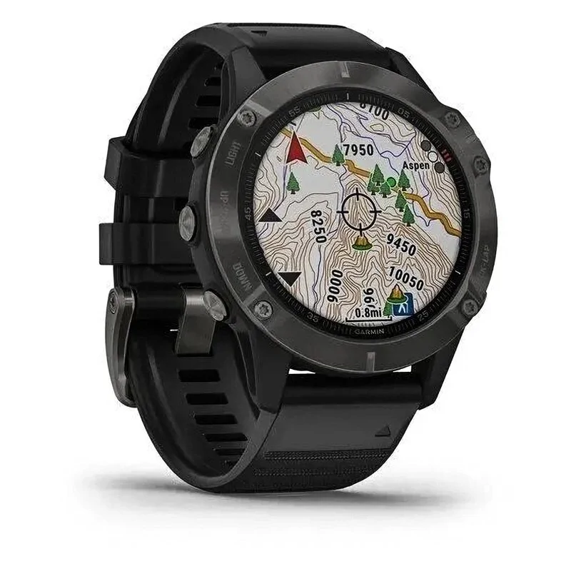 Спортивные наручные часы Garmin Fenix 6 Sapphire черный DLC с плетеным черным нейлоновым ремешком 010-02158-17