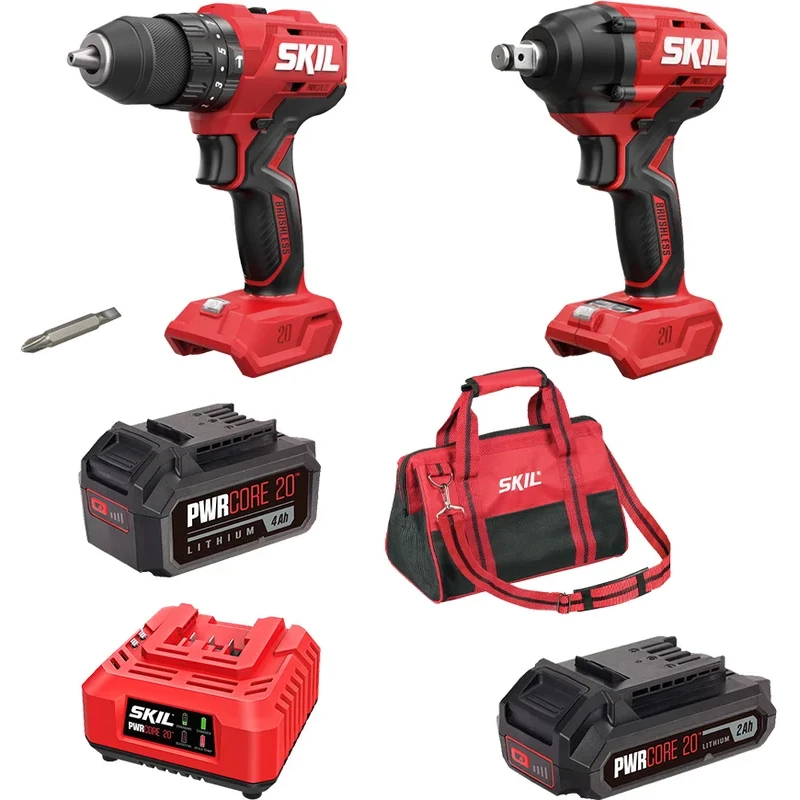 SKIL HD6280 аккумуляторная ударная дрель-шуруповерт с аккумуляторным гайковертом SKIL IW6720, ЗУ SC0060 (60W), АКБ BY5197 (2 Ач), АКБ BY5196 (4 Ач) и сумкой в комплекте 9-1-039