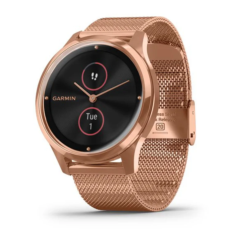 Часы для фитнеса Garmin vivomove Luxe розовое золото PVD 18K с ремешком "миланская петля", 010-02241-24