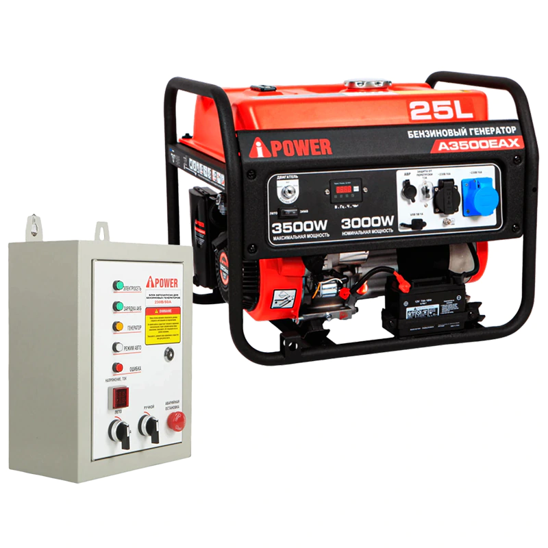 A-iPower A3500EAX бензиновый генератор с блоком АВР 230В/50А (8 pin) 20117/29108