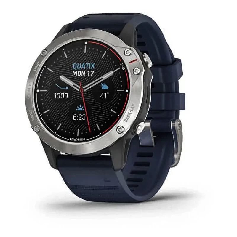 Смарт-часы Garmin Quatix 6 серые с синим ремешком 010-02158-91