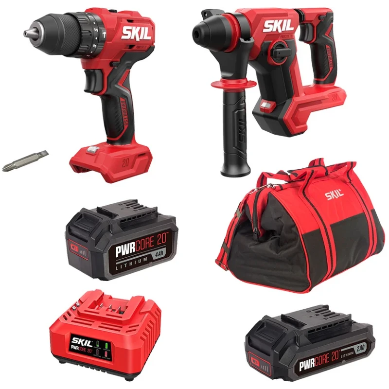 SKIL HD6280 аккумуляторная ударная дрель-шуруповерт с аккумуляторным перфоратором SKIL RH1790, ЗУ SC0060 (60W), АКБ BY5197 (2 Ач), АКБ BY5196 (4 Ач) и сумкой в комплекте 9-1-035