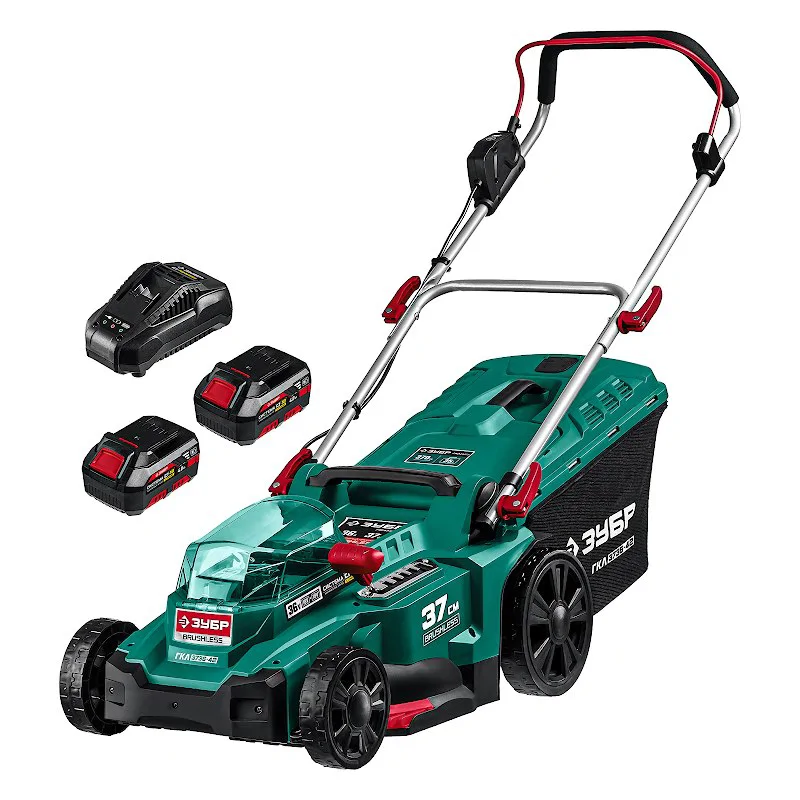 ЗУБР ГКЛ-3736-42 аккумуляторная газонокосилка (2 x 4 Ач, ЗУ)