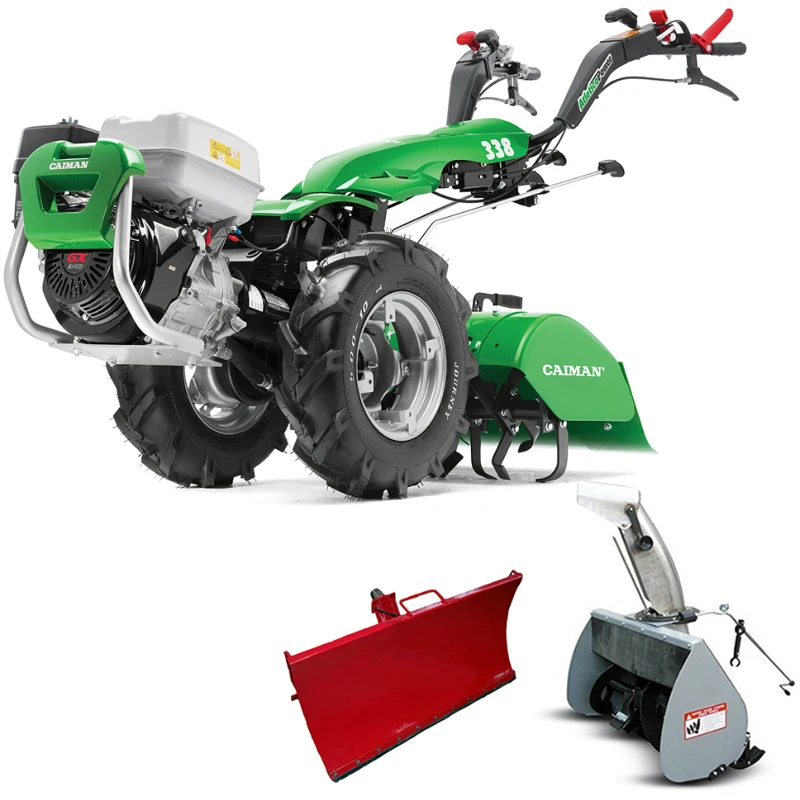 Caiman Atletico 338P мотоблок с ВОМ + R0036 отвал для мотоблока, 100 см + 921-90787 снег-к навесной, 70 см + 921-90748 фреза культиваторная, 66 см 01-010201-0045