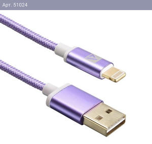 Кабели USB ACD-Style Lightning ; USB-A 2-сторонние коннекторы, нейлон, 1м, фиолетовый (ACD-U913-P6P)