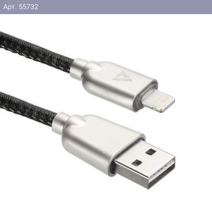 Кабели USB ACD USB кабель ACD-Allure Lightning ; USB-A Кожа, 1м, черный (ACD-U926-P5B)
