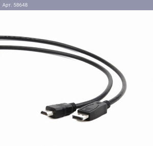 Кабель DisplayPort-HDMI Cablexpert CC-DP-HDMI-6, 20M/19M, 1.8м, черный, экран, пакет (082082) {100}