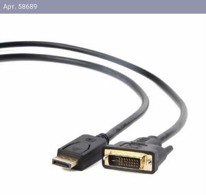 Кабель DisplayPort-DVI Cablexpert CC-DPM-DVIM-6, 20M/25M, 1.8м, черный, экран, пакет