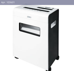 Шредер Deli Shred capacity: 8 Shred size: 4*25 Working time: 5min Bin capacity: 16L