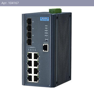 Коммутатор Advantech Управляемый EKI-7712E-4F-AE Advantech Ethernet, 8 портов RJ-45, 4 порта Gigabit SFP, металлический корпус, IP30