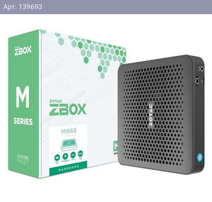 Мини ПК ZOTAC ZBOX MI668, Barebone, Intel i7-1360P, 2x DDR5-5200/4800 SODIMM, M.2 SSD SLOT, 2x GLAN, WIFI, BT, USBDRV, DP/HDMI, EU+UK PLUG