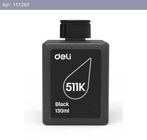 Чернила водорастворимые Deli 511K-EA1 черный 130 мл (совместимы с Deli 511, 516)
