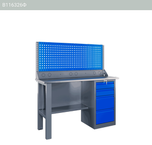 Стол-верстак слесарный однотумбовый, ВхШхГ 1473x1400x500, SLF 141.14.2-1R