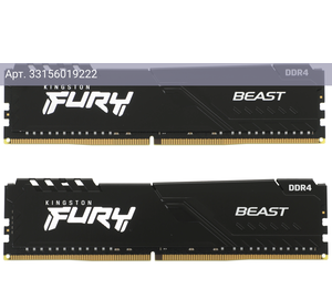 Оперативная память Kingston Fury Beast Black DDR4 - 2x 32Gb, 3200 МГц, DIMM, CL16 (kf432c16bbk2/64)