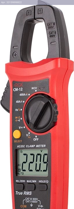 Клещи токоизмер. RGK CM-12 цифр. измер.ток:перем./пост. красный/черный (776479)