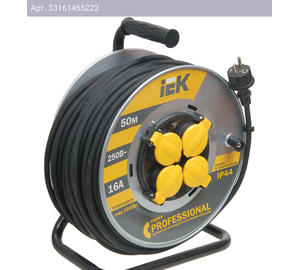 Удлинитель силовой IEK Professional, 30м, розеток 4шт, ток 16A, серый (wkp16-16-04-30-44)