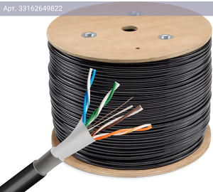 Кабель сетевой FTP Buro BU-CCA-050-FTP-OUTDOOR, 4 пары, 0.5мм, алюминий омедненный, 305м черный