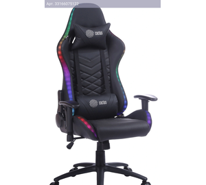 Кресло игровое Cactus CS-CHR-0099BL с RGB подсветкой, обивка: экокожа, цвет: черный (CS-CHR-0099BL)