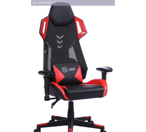 Кресло игровое Cactus CS-CHR-090BLR, обивка: экокожа/сетка, цвет: черный/красный