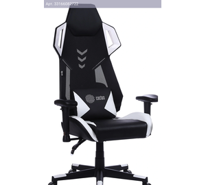 Кресло игровое Cactus CS-CHR-090BLW, обивка: экокожа/сетка, цвет: черный/белый