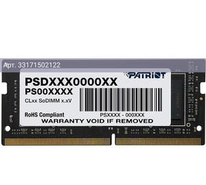 Оперативная память Patriot Signature DDR4 - 8Gb, 3200 МГц, SO-DIMM, CL22 (psd48g320081s)