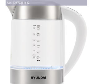 Чайник электрический Hyundai HYK-S5807 белый/серебристый, стекло/металл