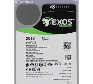 Жесткий диск Seagate Exos X20 ST20000NM007D 20TB, SATA III, 3.5