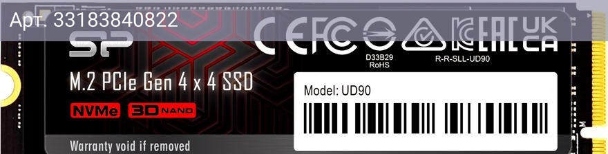 Твердотельный накопитель Silicon Power M-Series UD90 500ГБ, M.2 2280, PCIe 4.0 x4, M.2 SP500GBP44UD9005