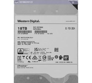 Жесткий диск WD Ultrastar DC HC550 WUH721818ALE6L4 18TB, SATA III, 3.5