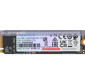 Твердотельный накопитель A-Data Legend 960 Max 1024ГБ, M.2 2280, PCIe 4.0 x4, M.2 ALEG-960M-1TCS