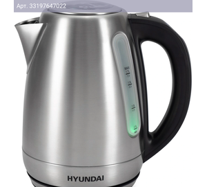 Чайник электрический Hyundai HYK-S8408 серебристый матовый/черный, металл