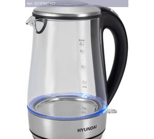 Чайник электрический Hyundai HYK-G8406 прозрачный/черный, металл
