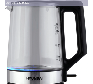 Чайник электрический Hyundai HYK-G8808 черный/серебристый, стекло