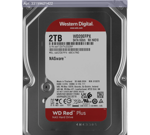 Жесткий диск WD Red Plus WD20EFPX 2TB, SATA III, 3.5