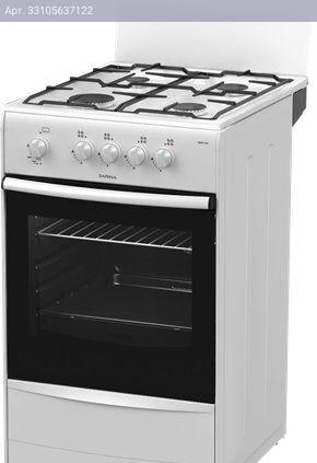 Плита газовая Darina A 3001 W белый/черный, без крышки