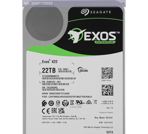 Жесткий диск Seagate Exos X22 ST22000NM001E 22TB, SATA III, 3.5
