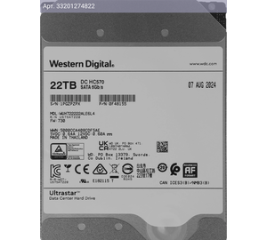 Жесткий диск WD Ultrastar DC HC570 WUH722222ALE6L4 22TB, SATA III, 3.5
