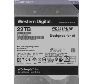 Жесткий диск WD Purple Pro WD221PURP 22TB, SATA III, 3.5