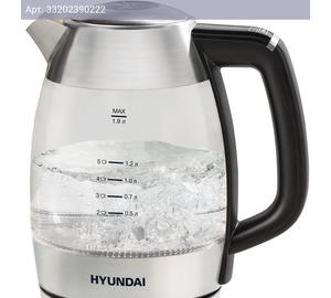Чайник электрический Hyundai HYK-G9408 черный/серебристый, стекло