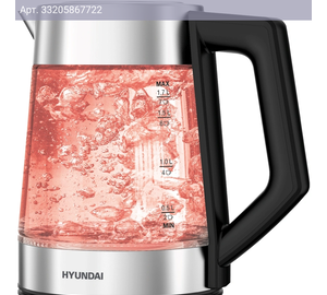 Чайник электрический Hyundai HYK-G4402 черный/серебристый, стекло