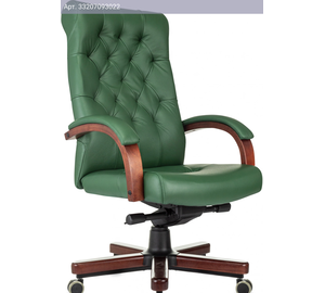Кресло руководителя Бюрократ T-9928Walnut, обивка: кожа, цвет: зеленый (T-9928WALNUT/GREEN)