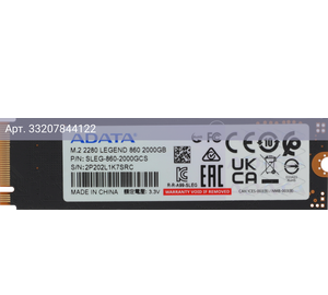 Твердотельный накопитель A-Data 2048ГБ, M.2 2280, PCIe 4.0 x4, M.2 Legend 860 (SLEG-860-2000GCS)