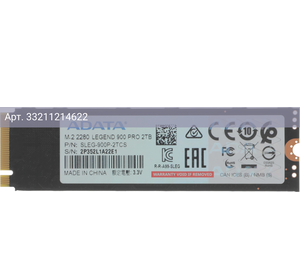Твердотельный накопитель A-Data Legend 900 Pro 2048ГБ, M.2 2280, PCIe 4.0 x4, M.2 SLEG-900P-2TCS