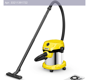 Строительный пылесос Karcher WD 2 Plus S V-15/4/18 желтый (1.628-050.0)