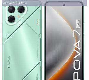 Смартфон Tecno Pova 7 5G 8ГБ/256ГБ, зеленый (lj7 256+8 oasis green)